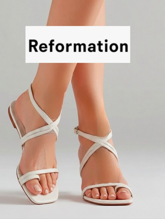 Reformation Shoes - Reformation Sandals NEW White Leather Toe Ring Ankle Strappy Shoes Sandals 8